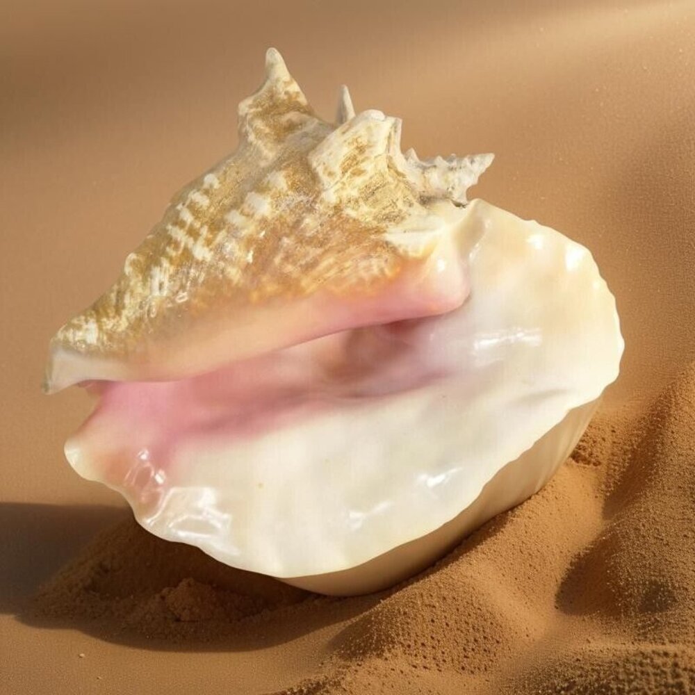 Large VTG Natural Queen Conch Pink Shell USA Beach Queen 10" x6" 3lbs